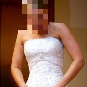 Maggie Sottero Diamond White Strapless 2 piece Lace Corset Wedding Dress Size 6